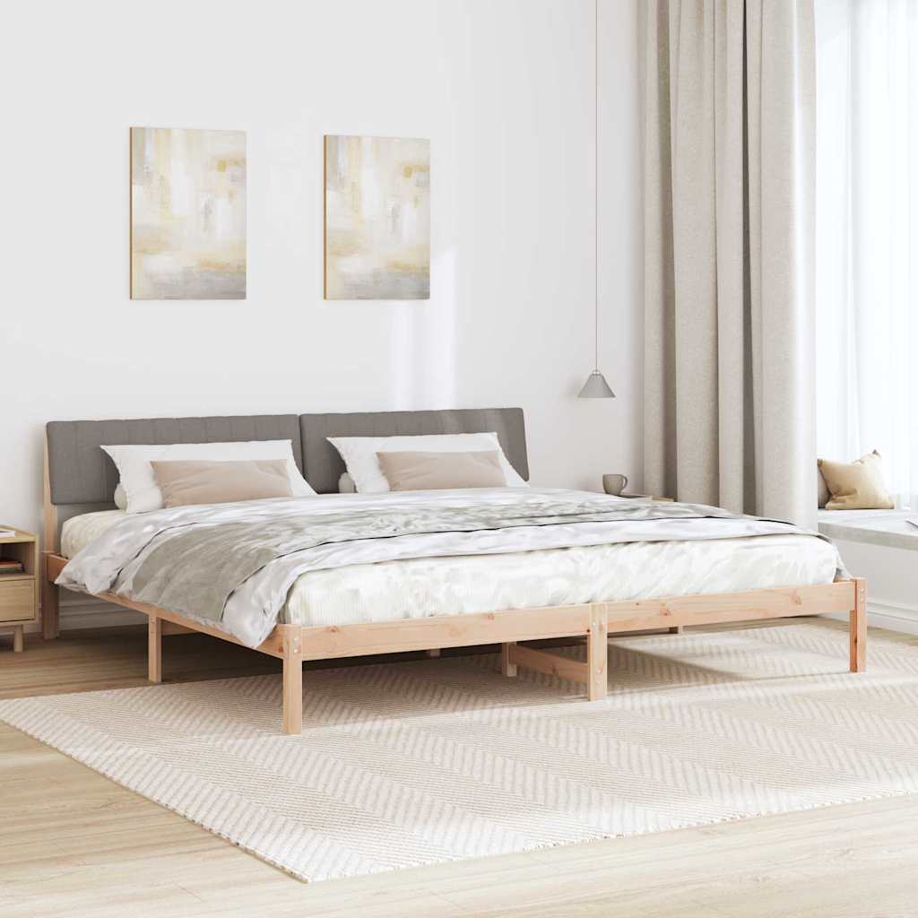 Bettgestell Braun und hellgrau 200 x 200 cm Massivholz Kiefer