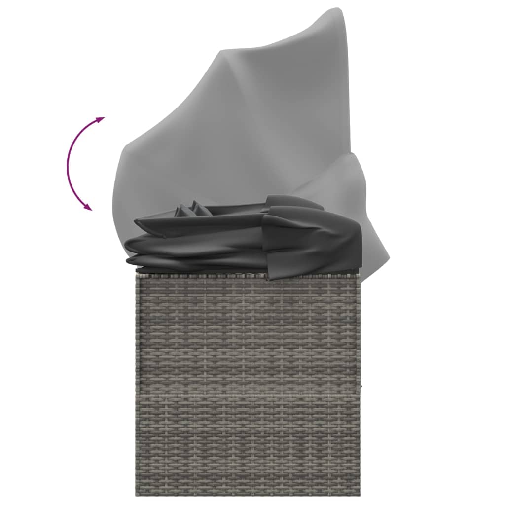 Outdoor-Loungebett mit Dach und Kissen Schwarz Poly Rattan
