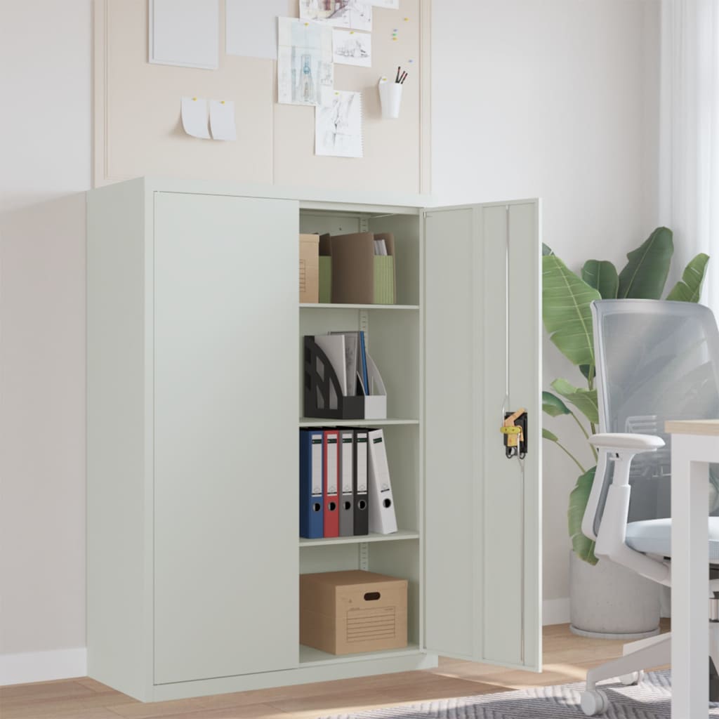 Aktenschrank mit 2 Türen Grau 90 cm Stahl