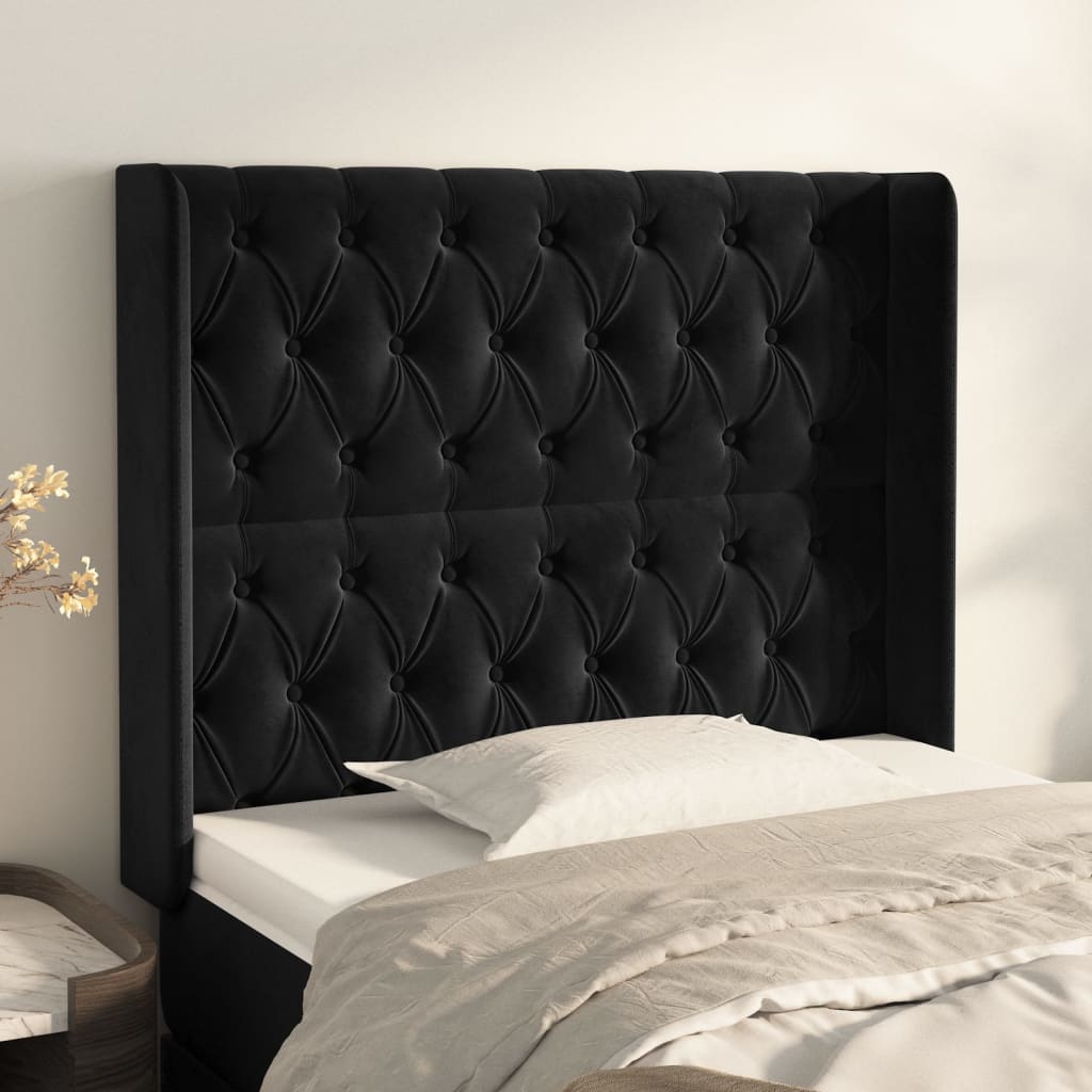 Kopfteil mit Ohren Dunkelblau 93x16x78/88 cm Samt