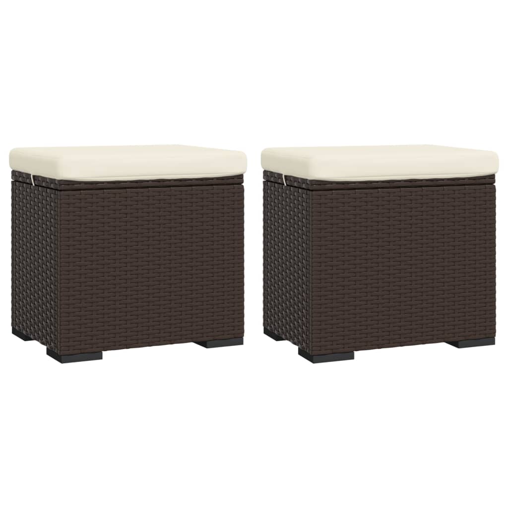 Hocker mit Kissen Schwarz 40x30x40 cm Poly Rattan