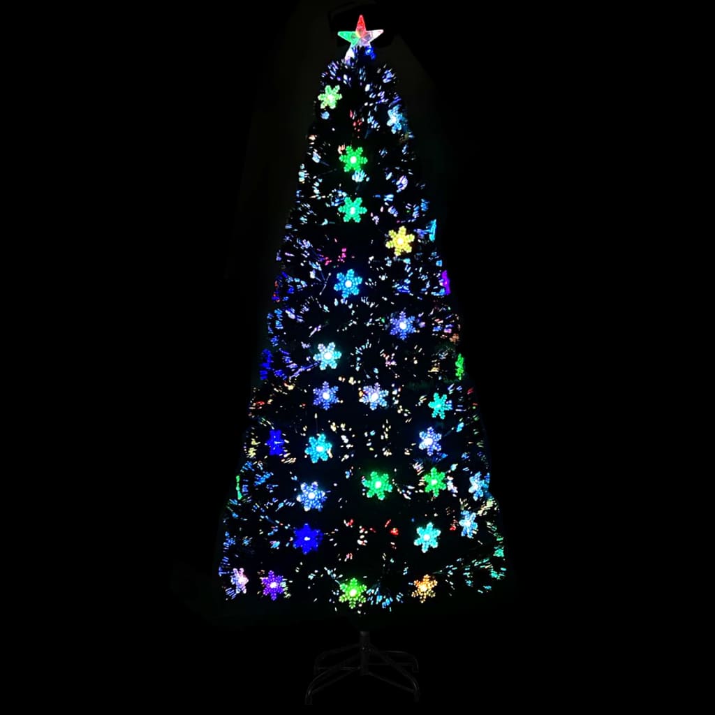 Weihnachtsbaum mit LED-Schneeflocken Schwarz 120 cm Fiberoptik