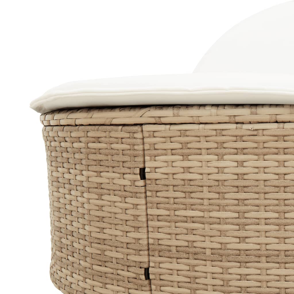 Doppel-Sonnenliege mit Kissen Schwarz Poly Rattan
