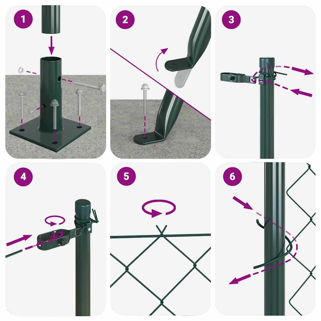 Outdoor Kettenglied-Zaun Erdfixierung 10 x 0,4 m Grün Netz