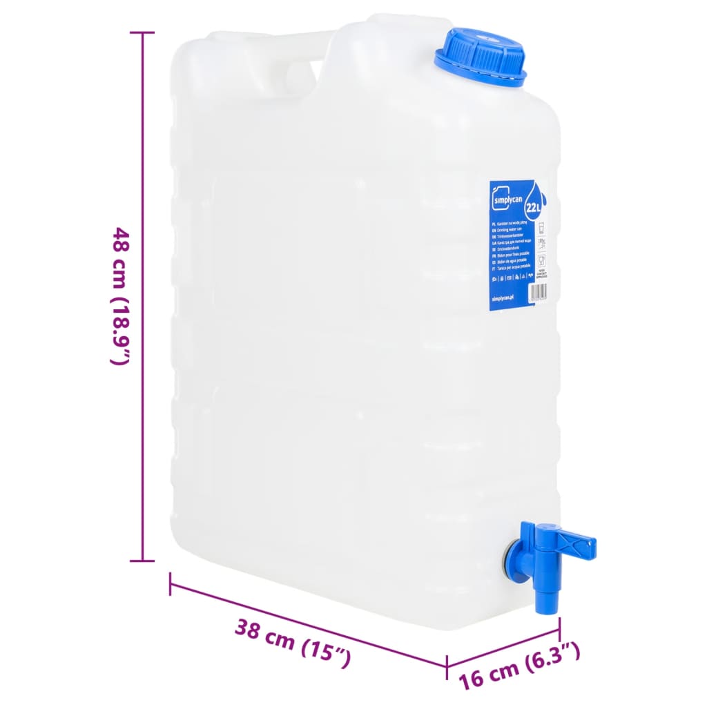 Wasserbehälter mit Hahn Transparent 10 L Kunststoff