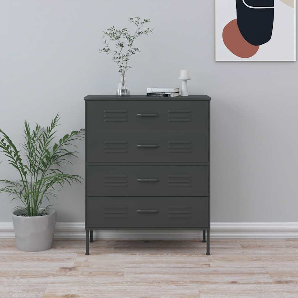 Kommode Olivgrün 80x35x101,5 cm Stahl