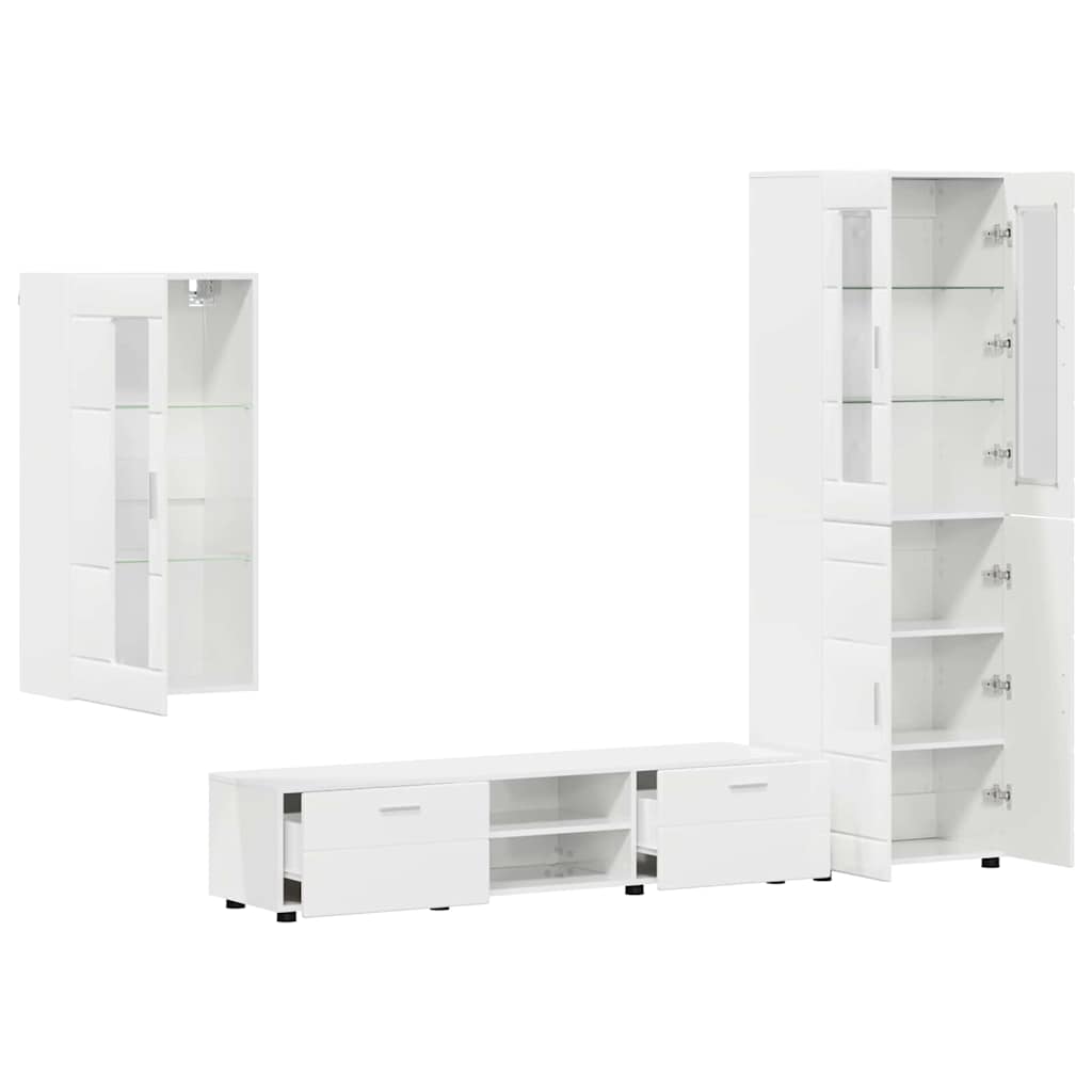 Highboard mit Regal FLORIN Weiß 60 x 35 x 182 cm Holzwerkstoff