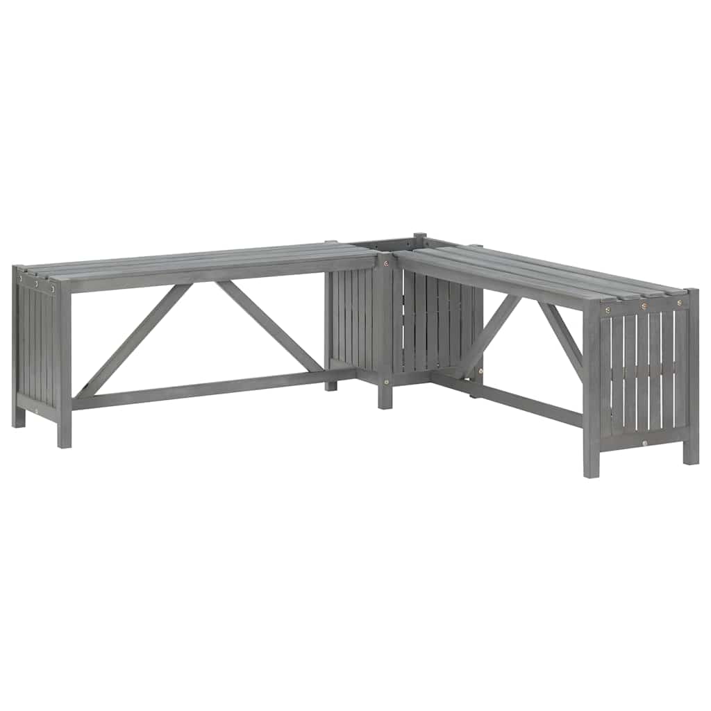 Gartenbank mit 2 Pflanzkübeln 150 cm Massivholz Akazie Grau