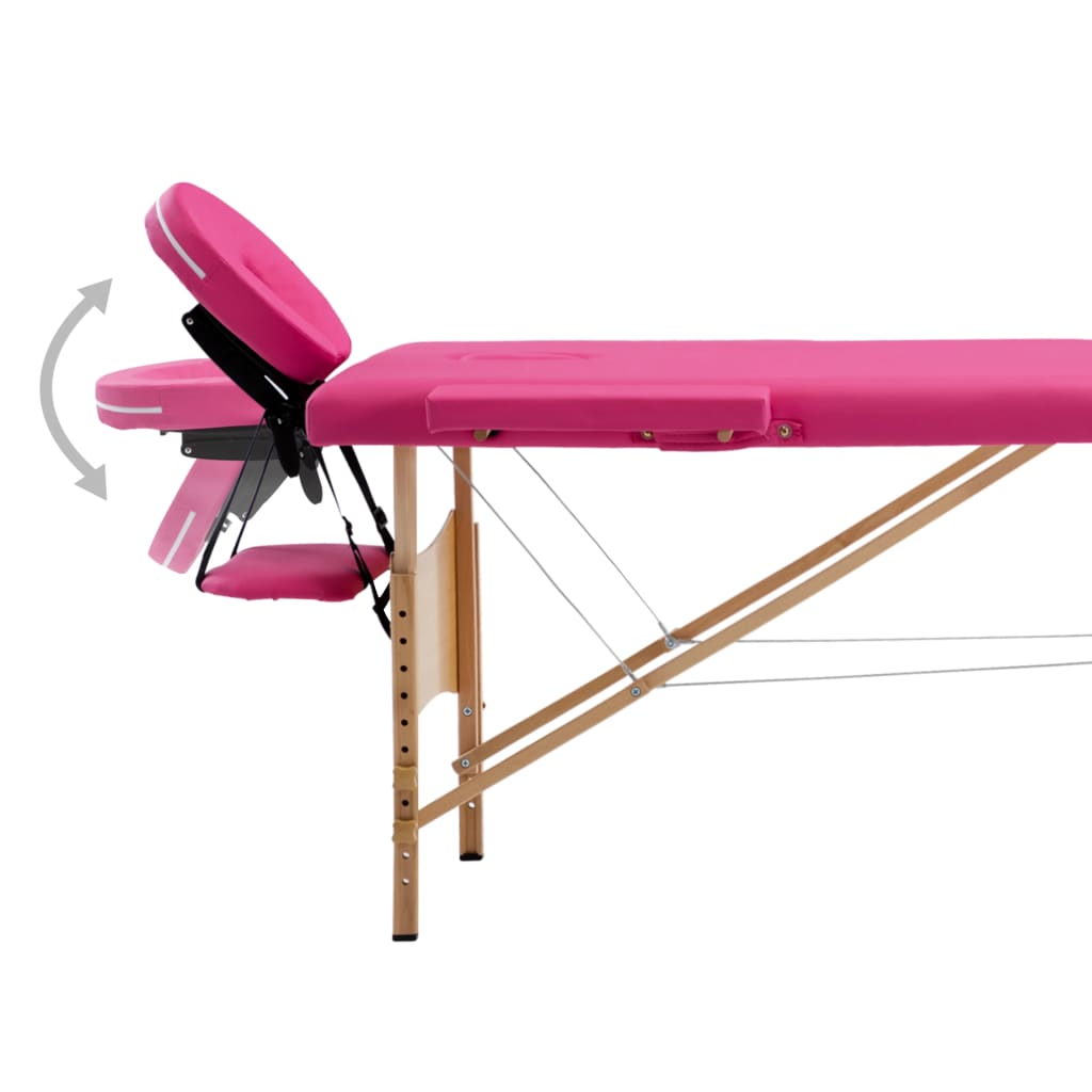 Massageliege Klappbar 2-Zonen mit Holzgestell Lila