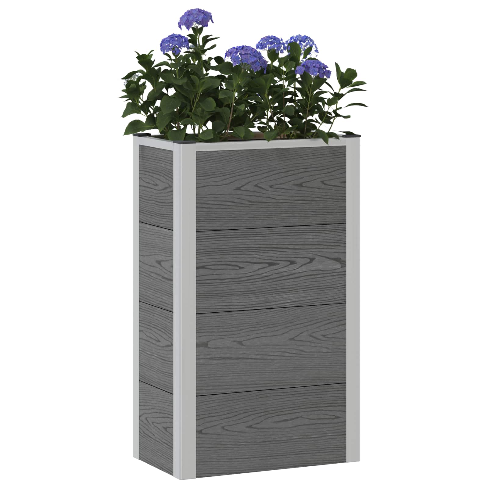 Hochbeet Grau 50 x 30 x 22 cm WPC und Aluminium