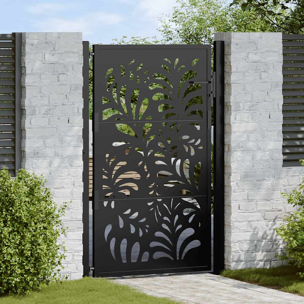 Gartentor Schwarz 100x100 cm Stahl Lichtdesign