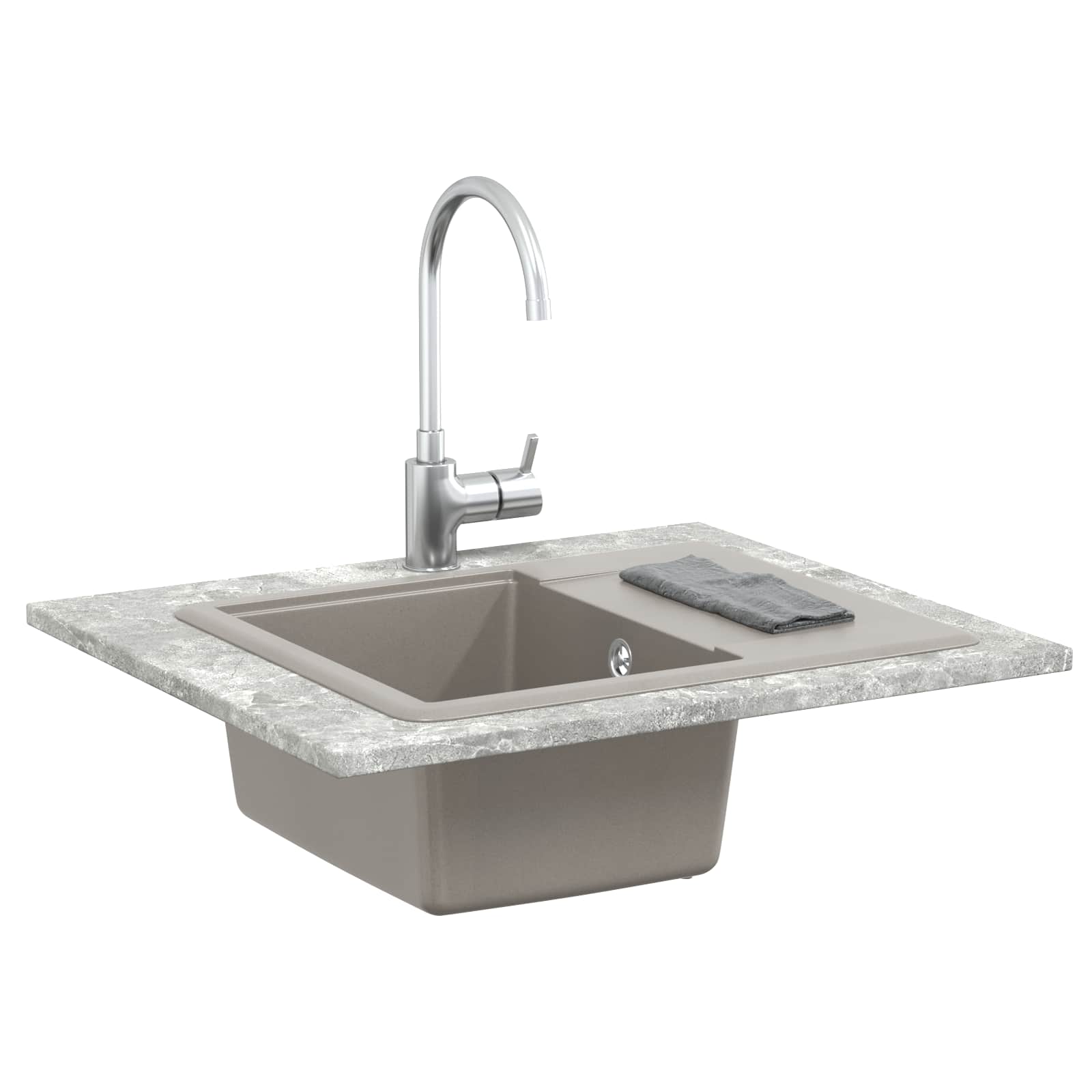 Waschbecken Schwarz 470 x 440 mm Granit