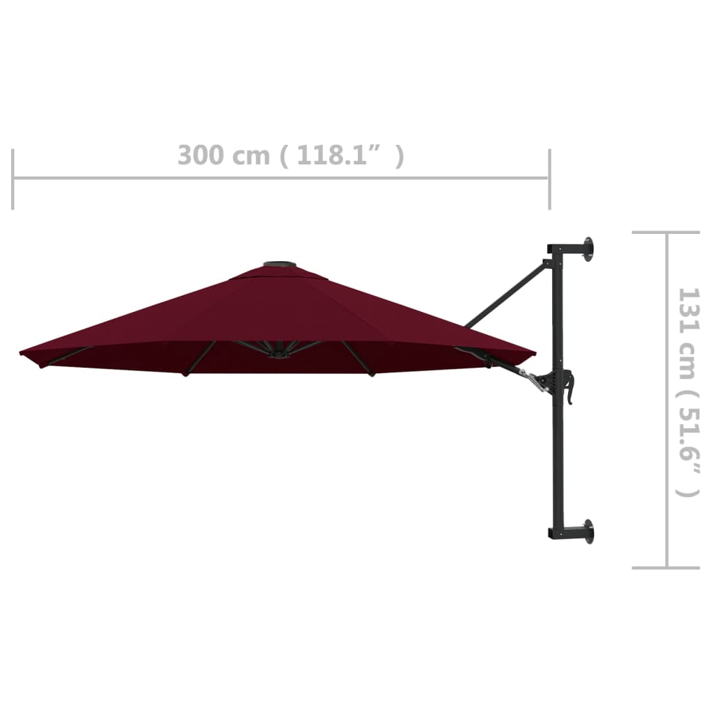 Sonnenschirm zur Wandmontage mit Metall-Mast 300 cm Sandweiß