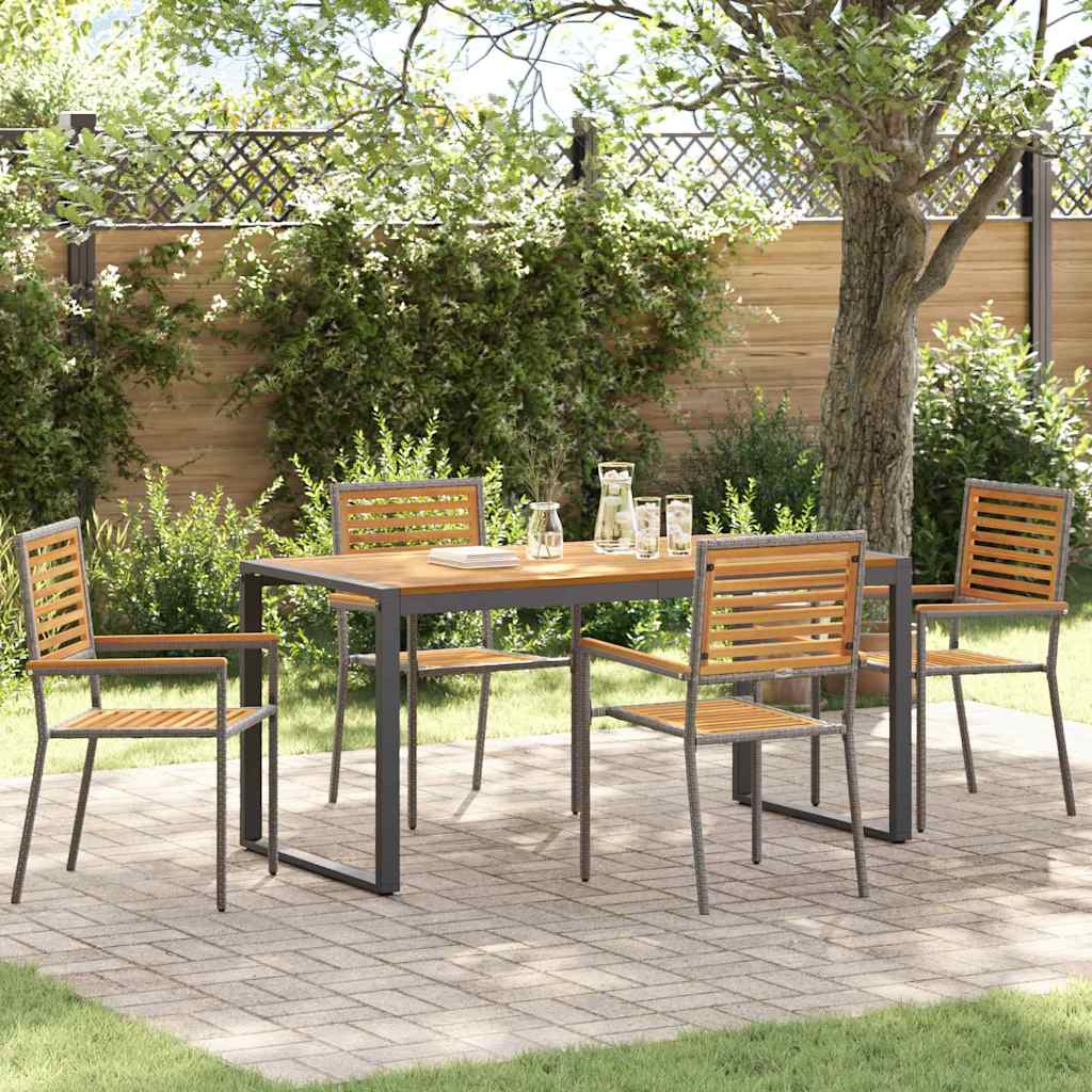 Garten Essgruppe 5 pcs Schwarz und Braun Poly-Rattan