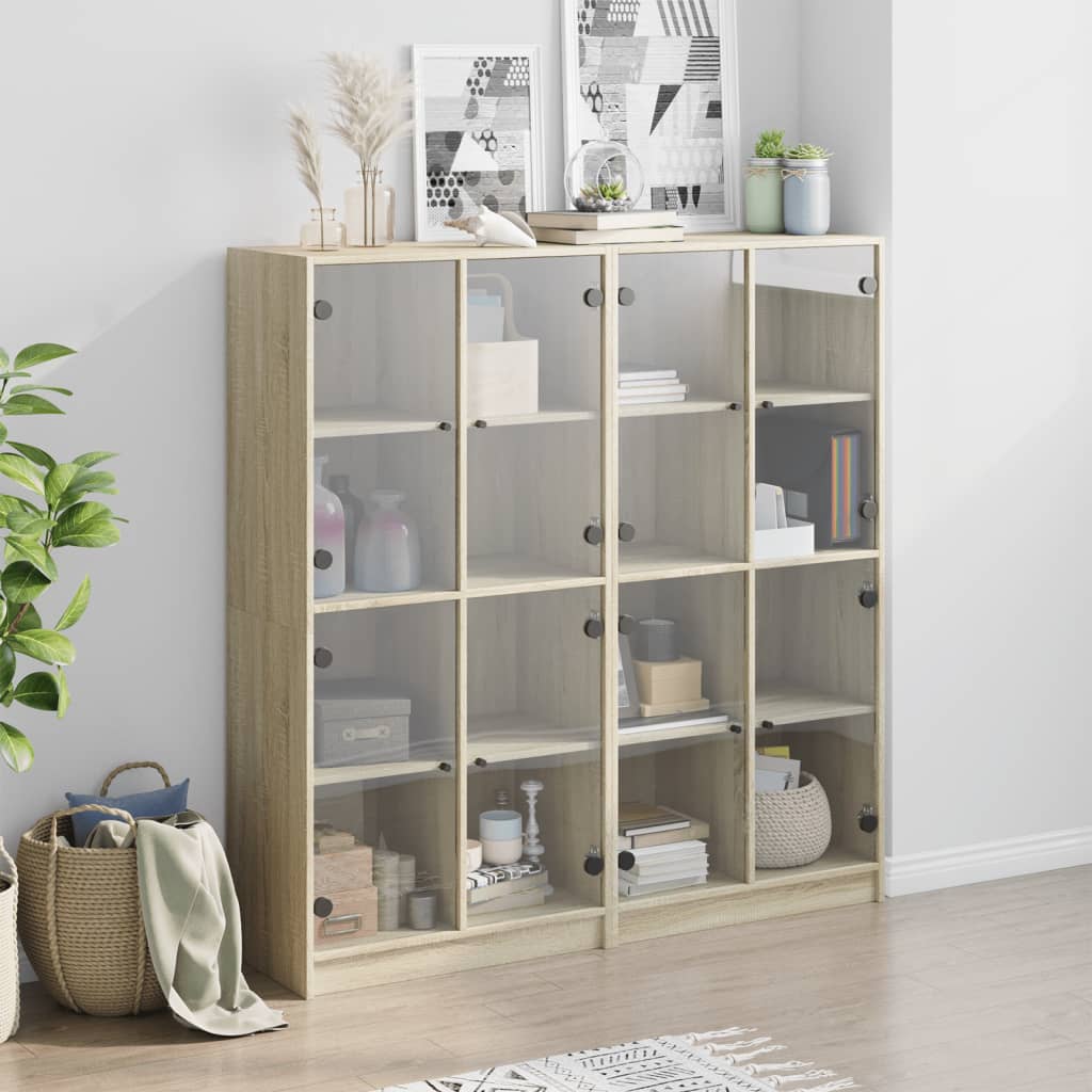 Bücherschrank mit Türen Weiß 136x37x142 cm Holzwerkstoff