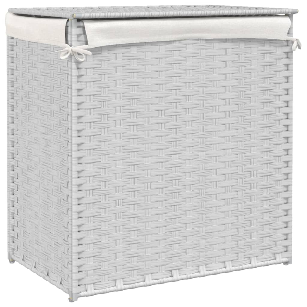 Wäschekorb mit 2 Fächern 53x35x57 cm Poly Rattan