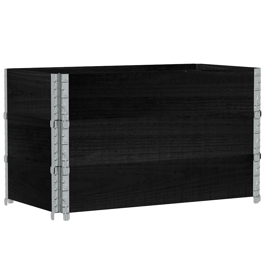 Paletten-Aufsatzrahmen Schwarz 80x60 cm Massivholz Kiefer