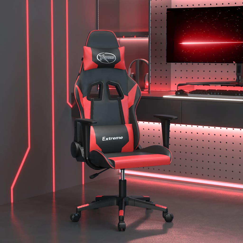 Gaming-Stuhl mit Massagefunktion Schwarz und Blau Kunstleder