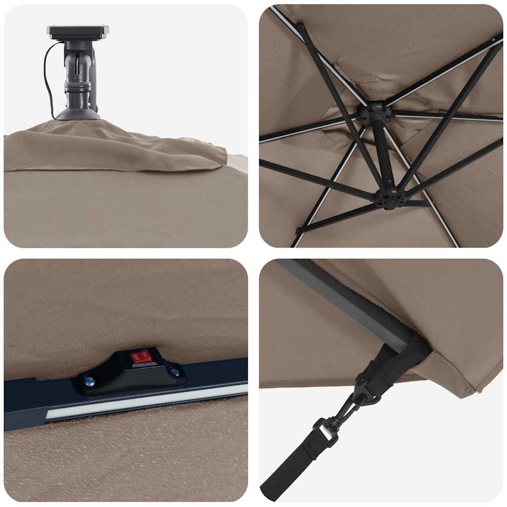 Sonnenschirm Sand 294 x 200 x 270 cm Polyester und Aluminium