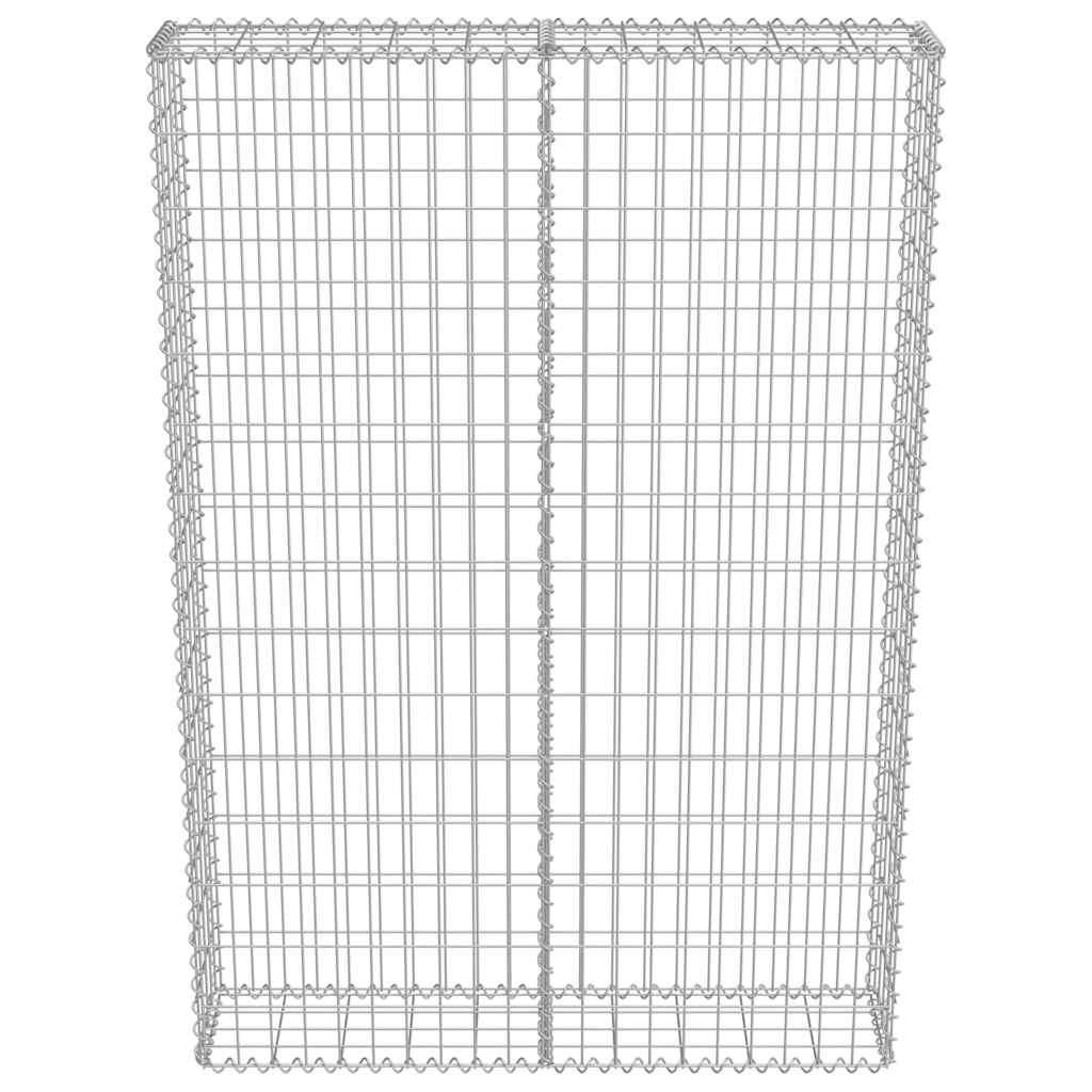 Gabionenwand mit Abdeckung Verzinkter Stahl 20×20×100 cm