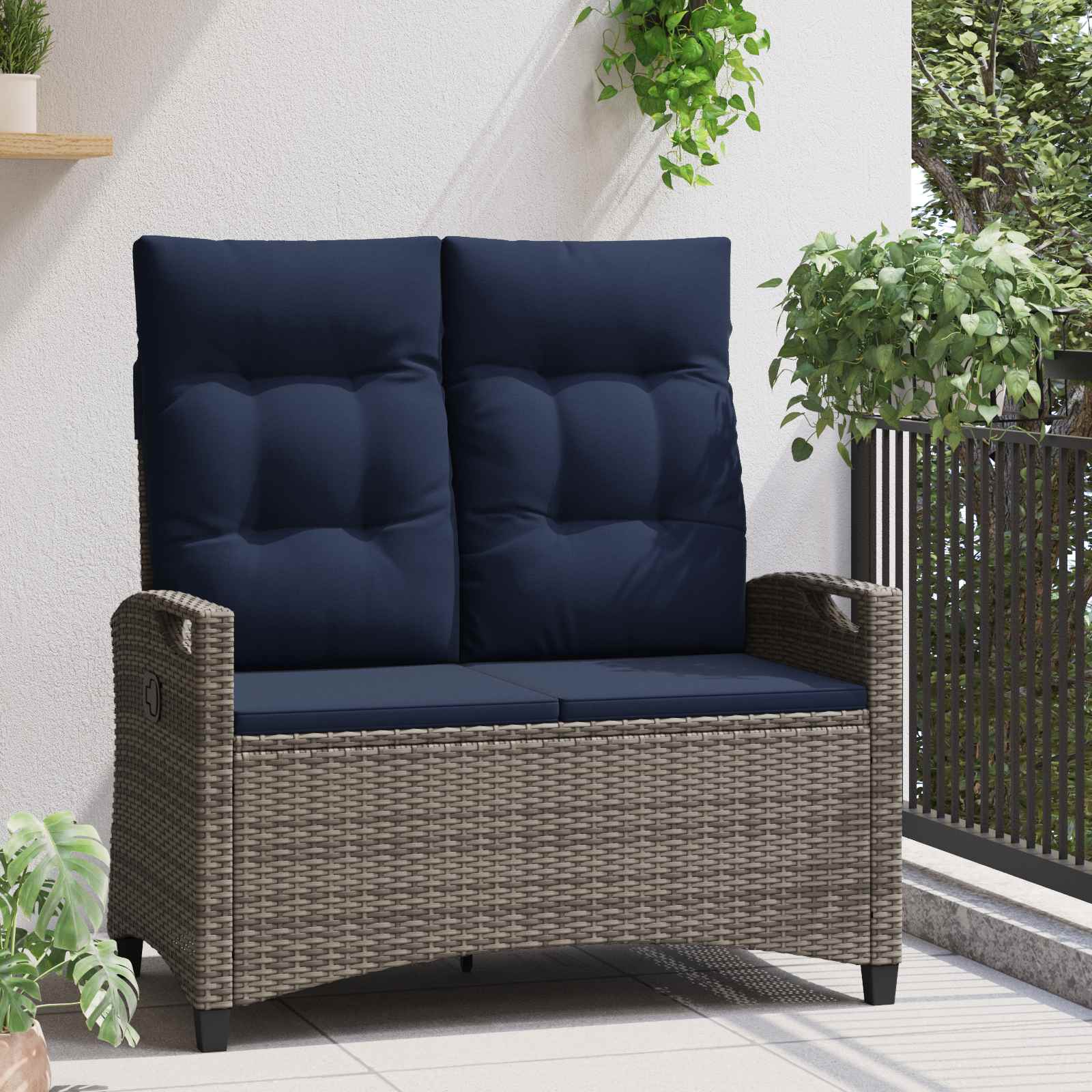 Gartenbank Schwarz 105 x 60 x 112 cm Stahl und Polyester