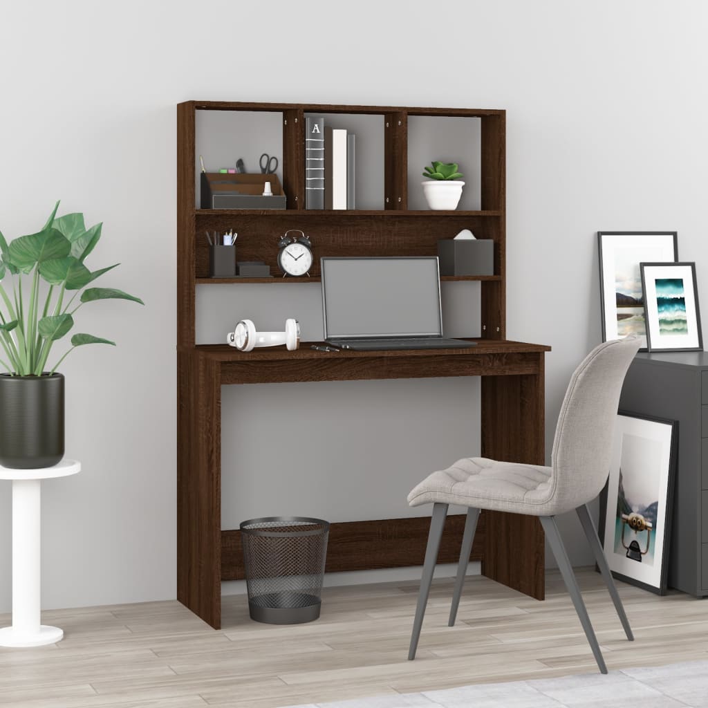 Schreibtisch mit Regal Weiß 102x45x148 cm Holzwerkstoff