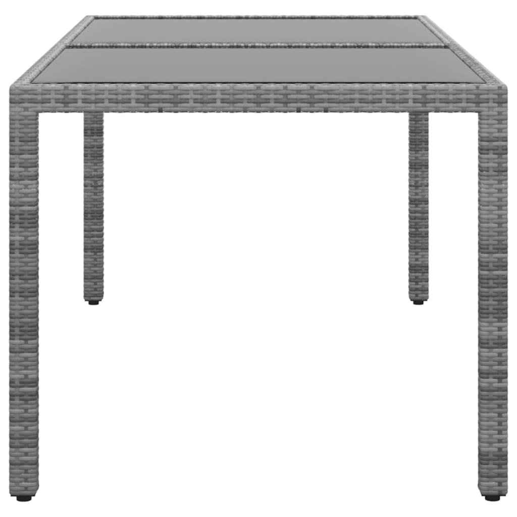 Gartentisch 150x90x75 cm Hartglas und Poly Rattan Schwarz