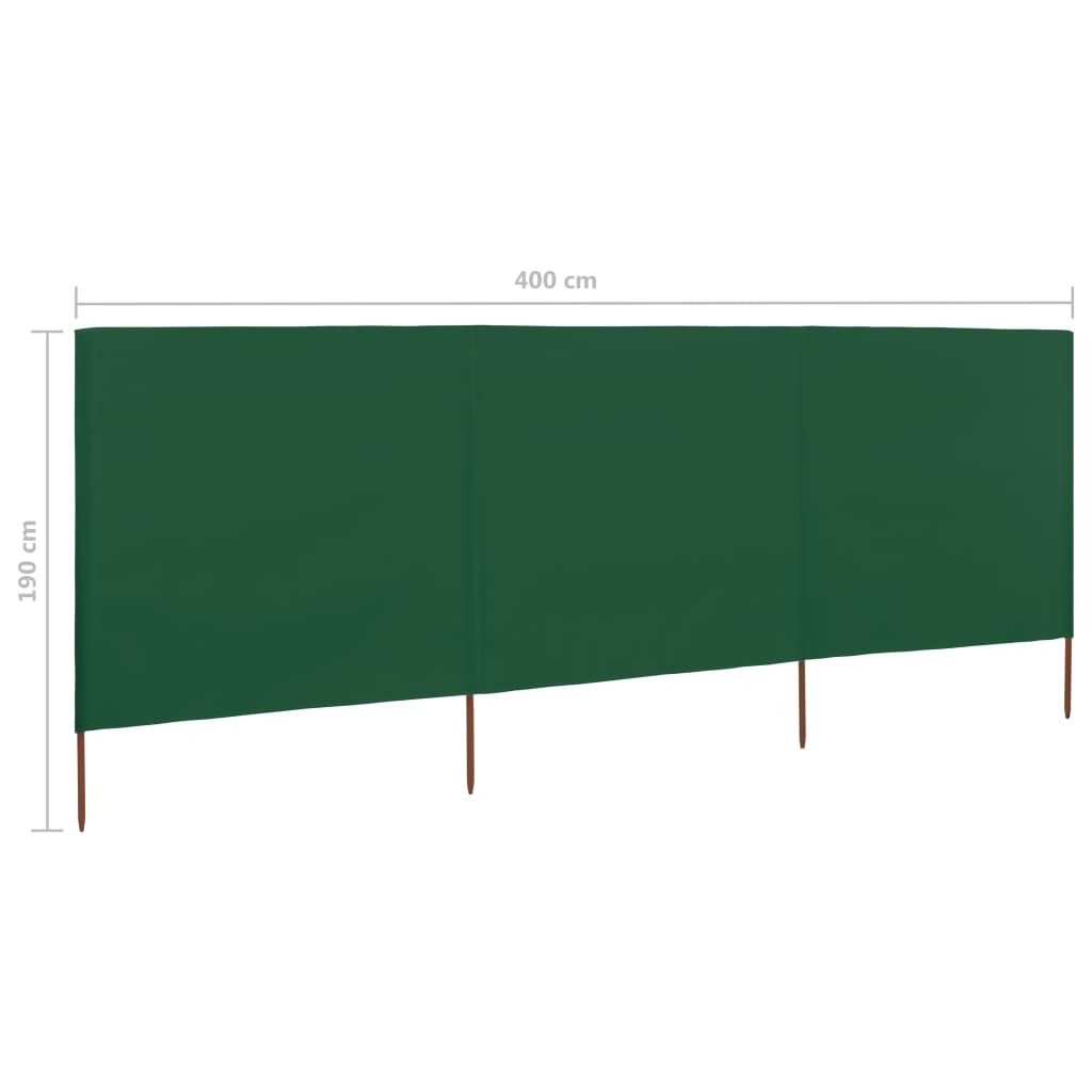 3-teiliges Windschutzgewebe 400 x 120 cm Weiß