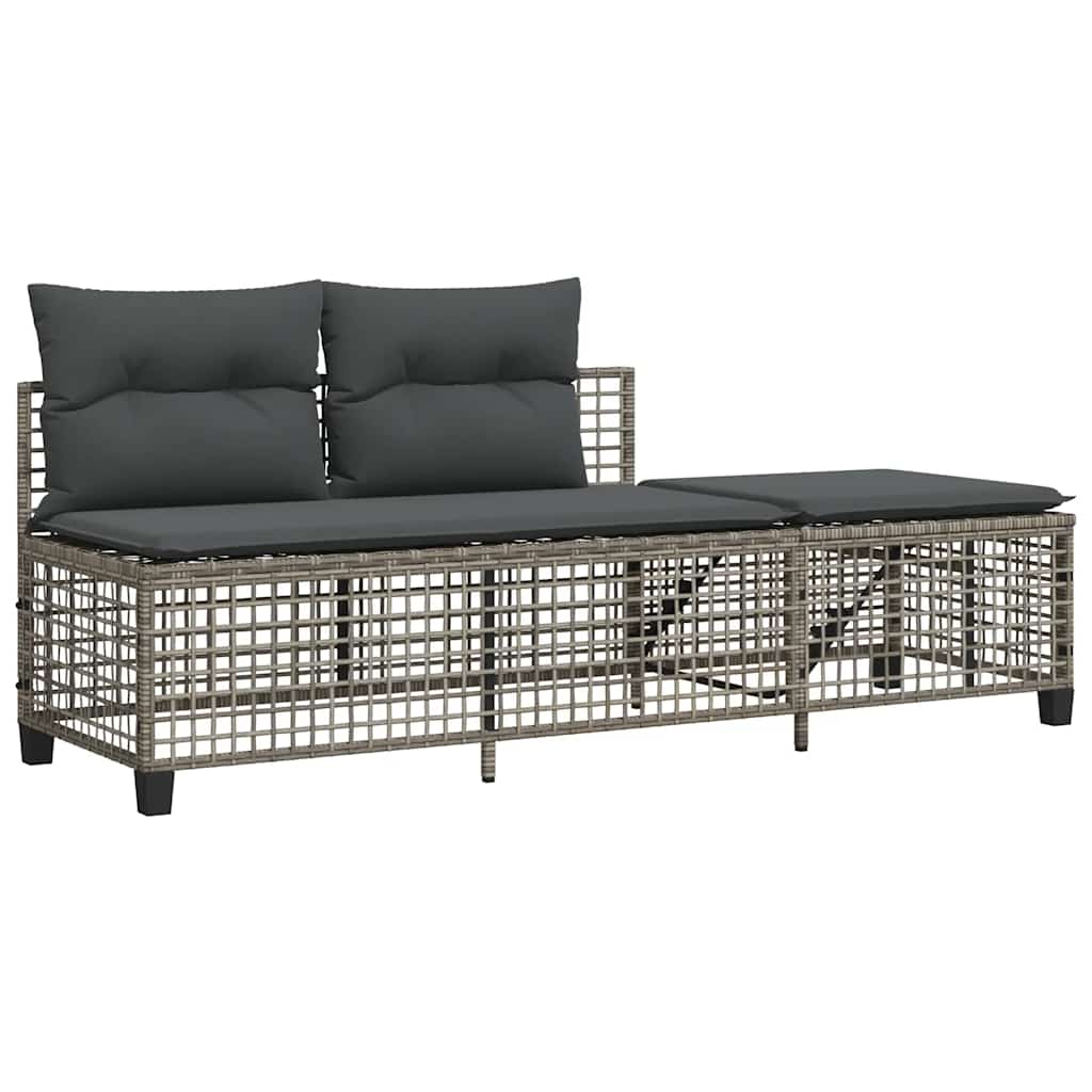 3-tlg. Garten-Ecksofa-Set mit Kissen Schwarz Poly Rattan