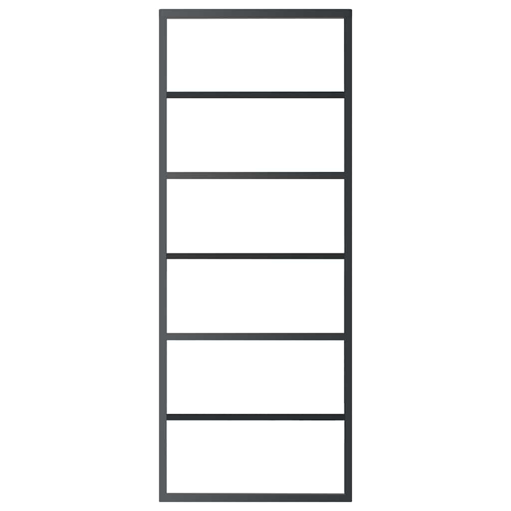 Schiebetür 3-teilig ESG-Glas und Aluminium 76x205 cm Schwarz