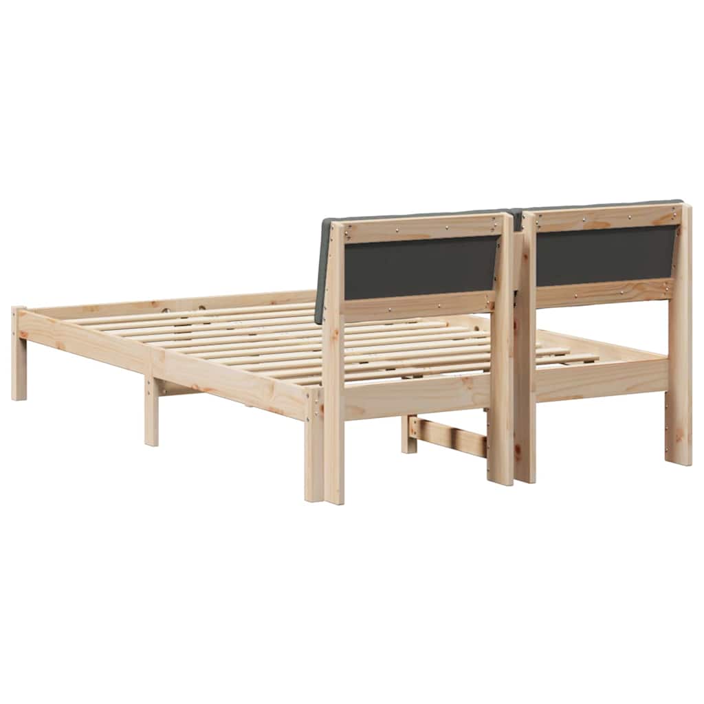 Bettgestell Braun und hellgrau 200 x 200 cm Massivholz Kiefer