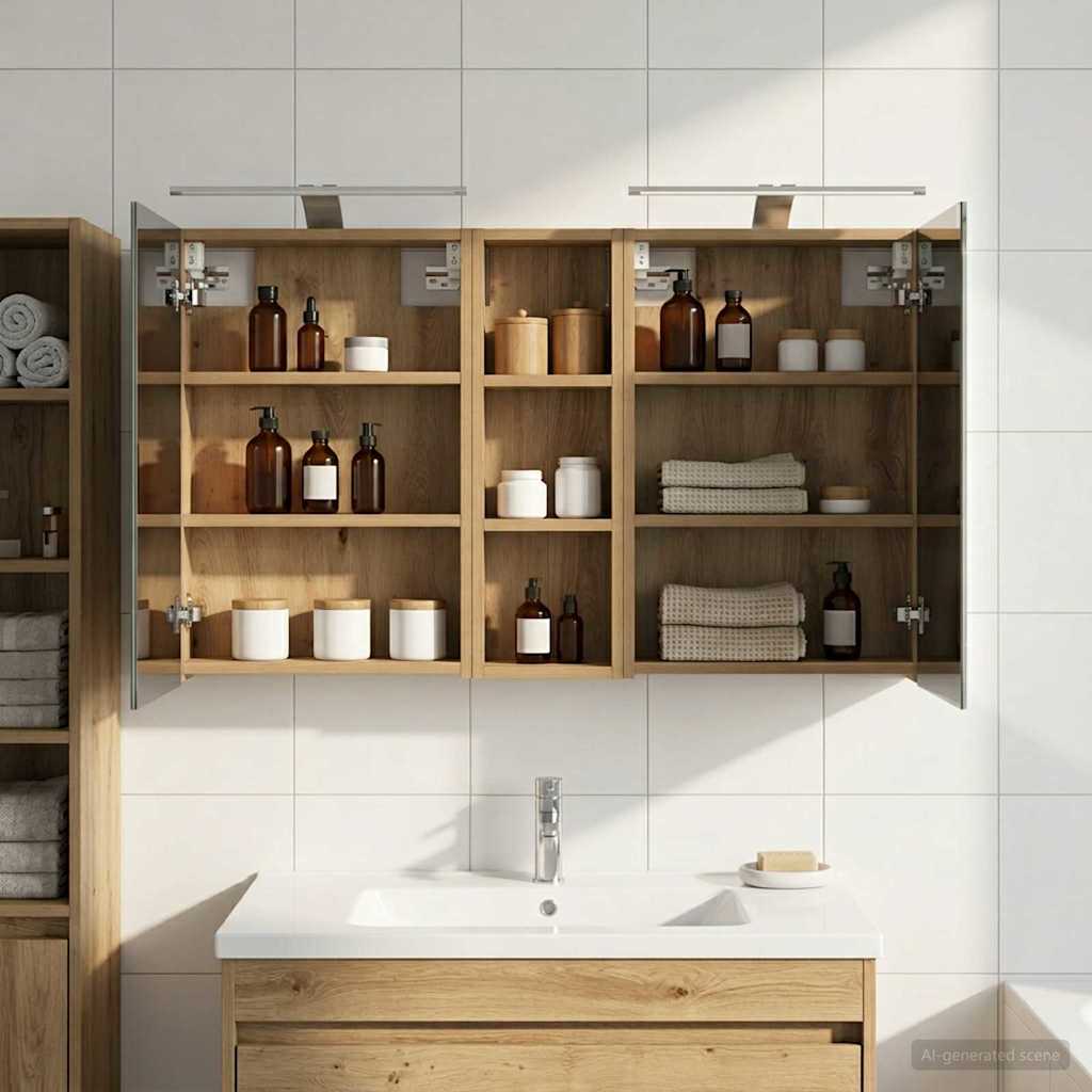 Badezimmerschrank-Set 3 pcs 80 x 10,5 x 50 cm Holzwerkstoff