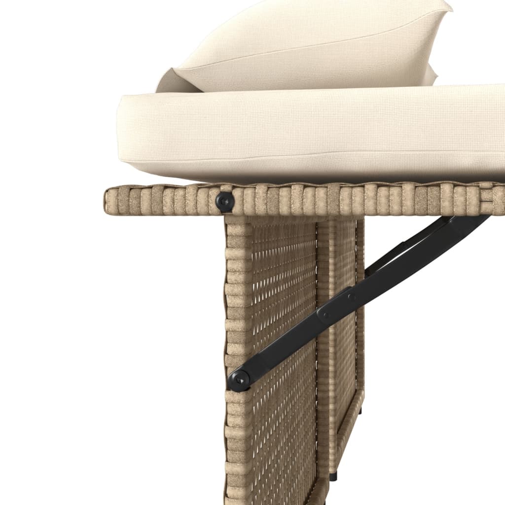 Gartenbank Verstellbar mit Kissen Schwarz Poly Rattan
