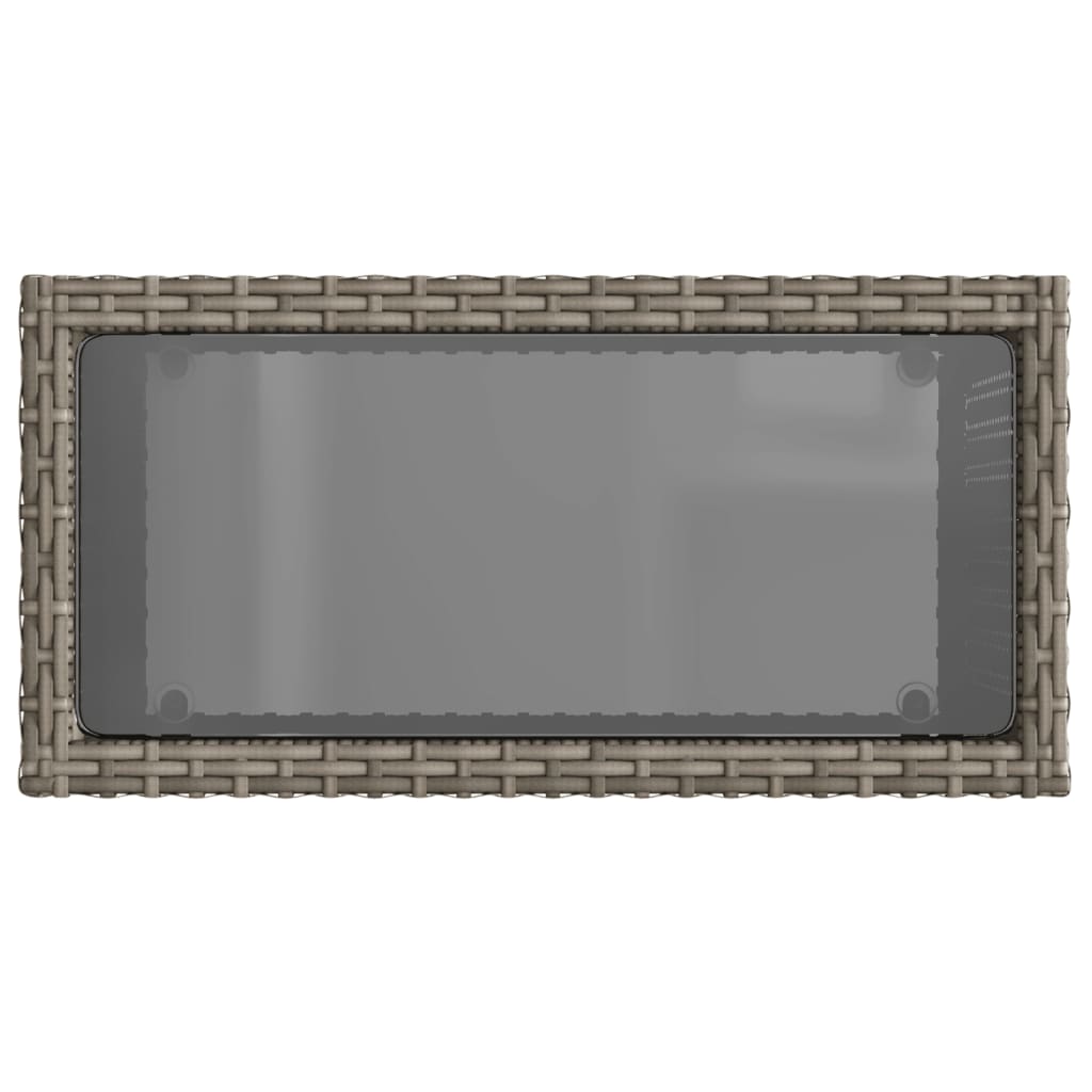 Garten-Beistelltisch mit Glasplatte Schwarz 58x27,5x55cm Rattan