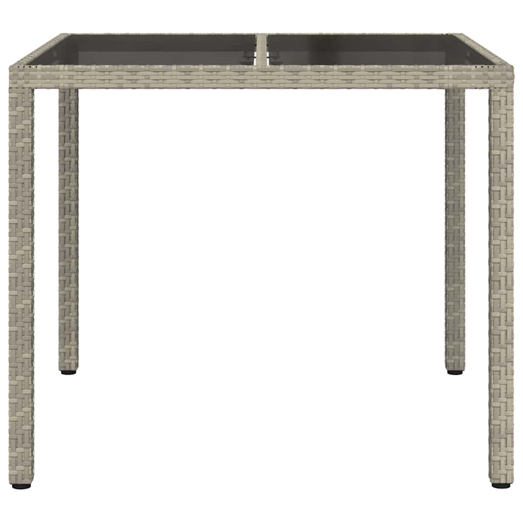 Gartentisch 150x90x75 cm Hartglas und Poly Rattan Grau