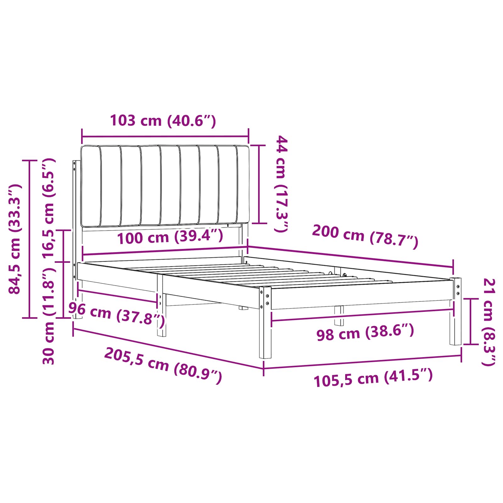 Bettgestell mit gepolstertem Kopfteil Hellgrau 200 x 200 cm