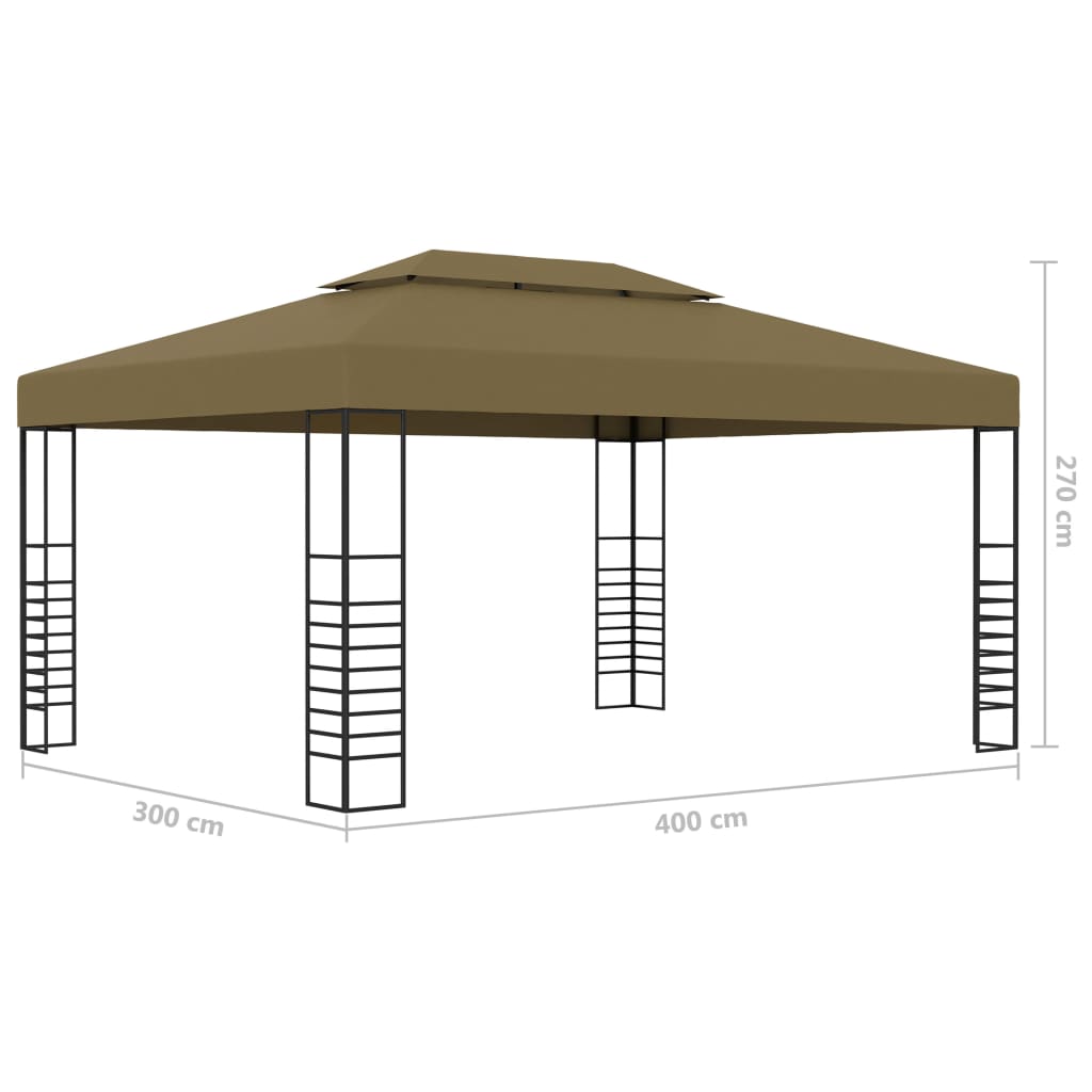 Pavillon mit LED-Lichterkette 4x3x2,7 m Weiß