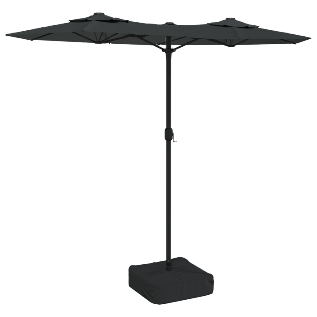 Doppel-Sonnenschirm mit LED-Leuchten Sandweiß 316x145 cm