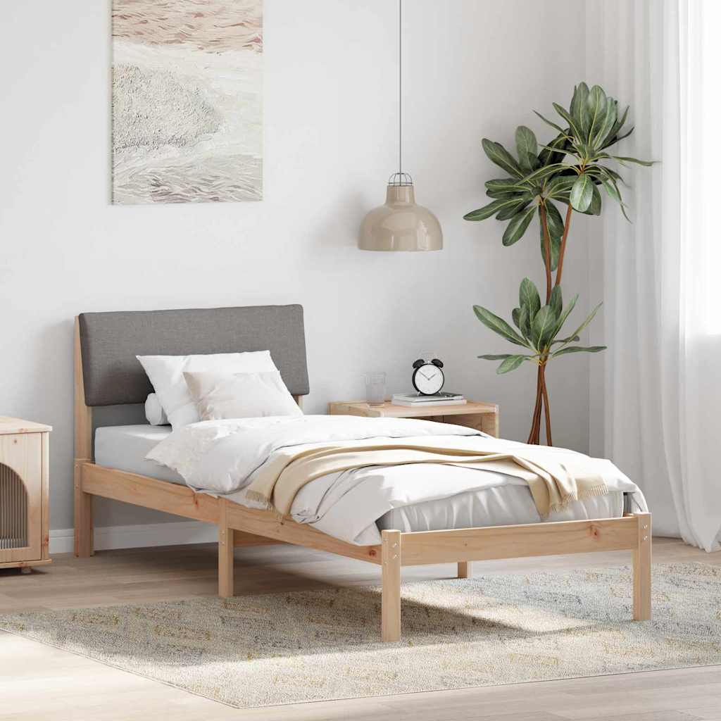 Bettgestell Braun und hellgrau 200 x 200 cm Massivholz Kiefer