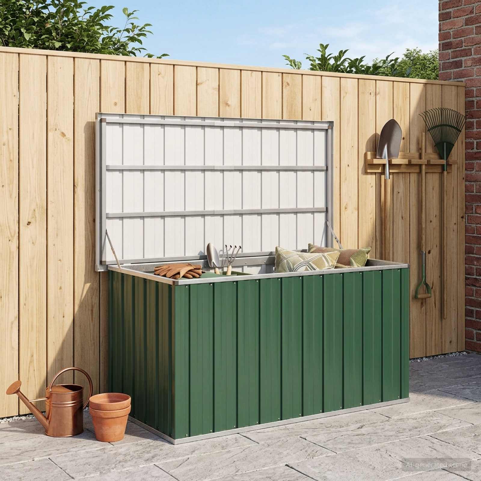 Außenlagerbox Holz 109 x 67 x 65 cm Verzinkter Stahl