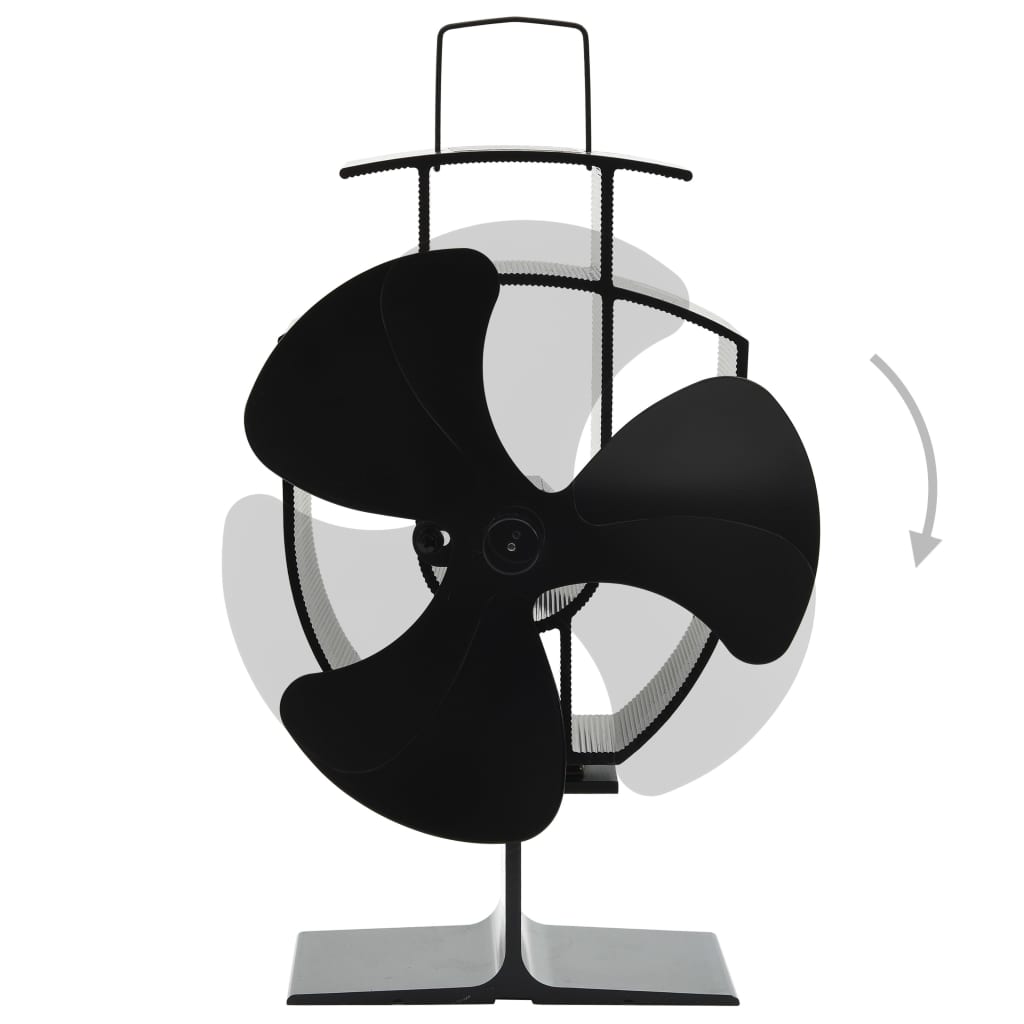 Ofenventilator Wärmebetrieben 2 Blätter Schwarz