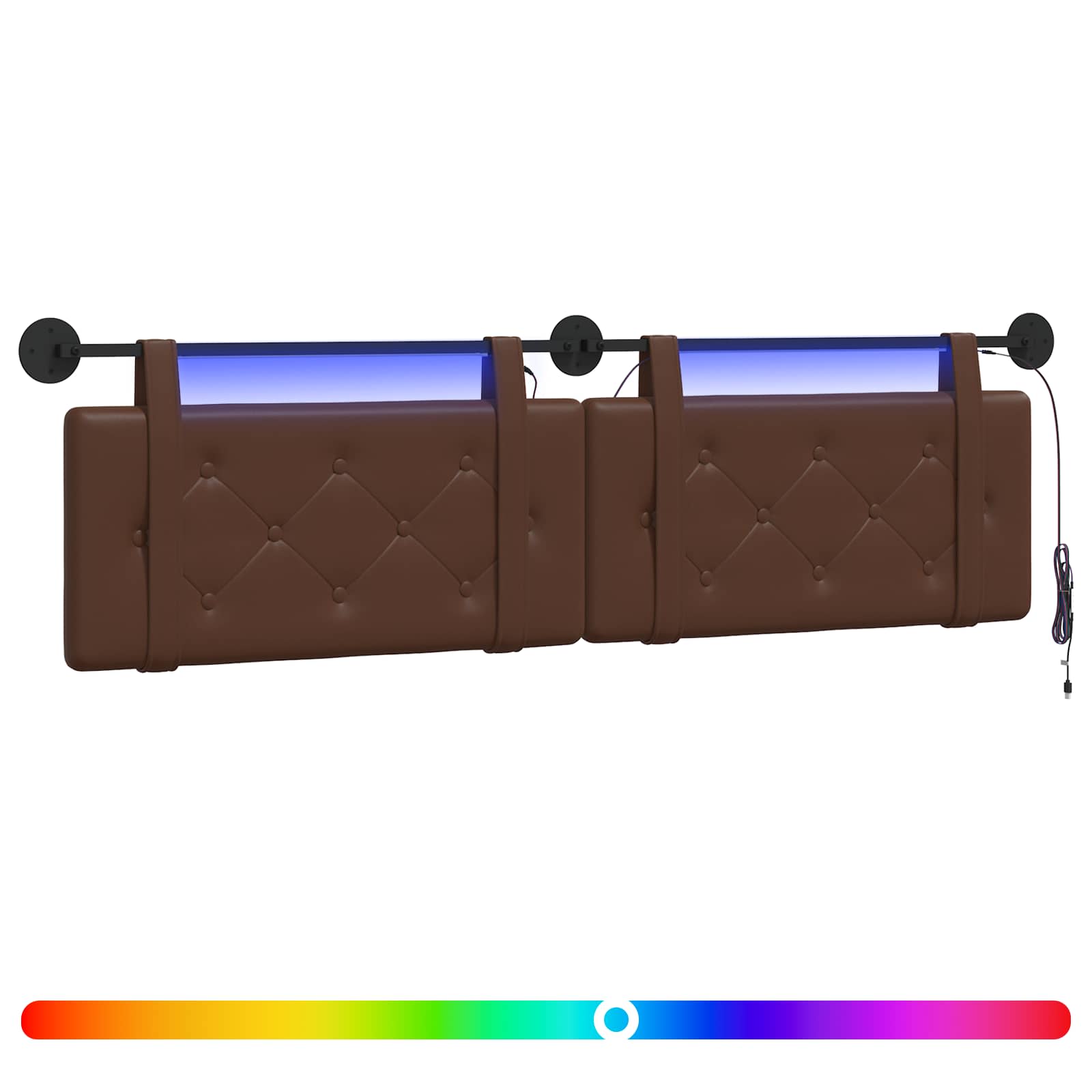 Hängendes Kopfteil Mit LED Licht Creme Kunstleder