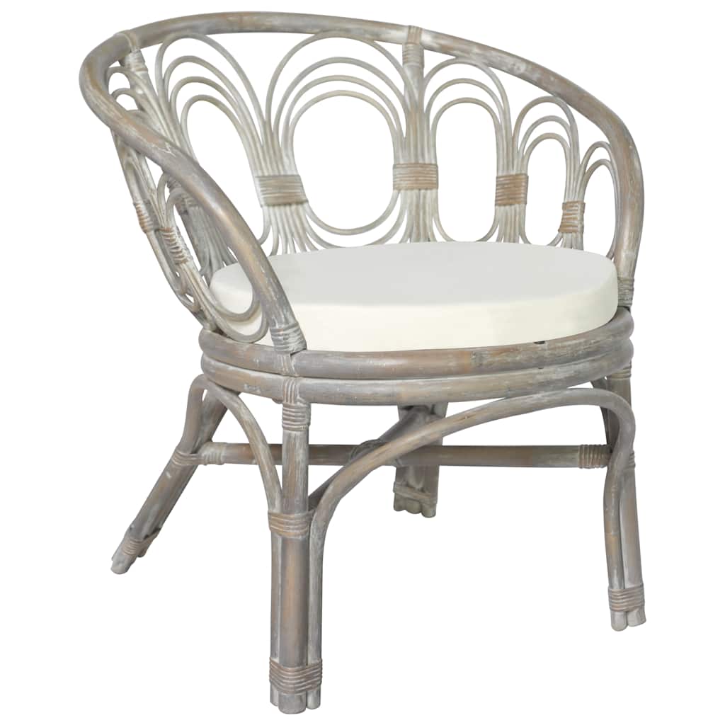 Esszimmerstuhl mit Kissen Rattan und Leinen