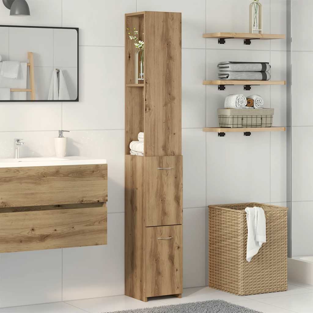 Badschrank Weiß 25x26,5x170 cm Holzwerkstoff
