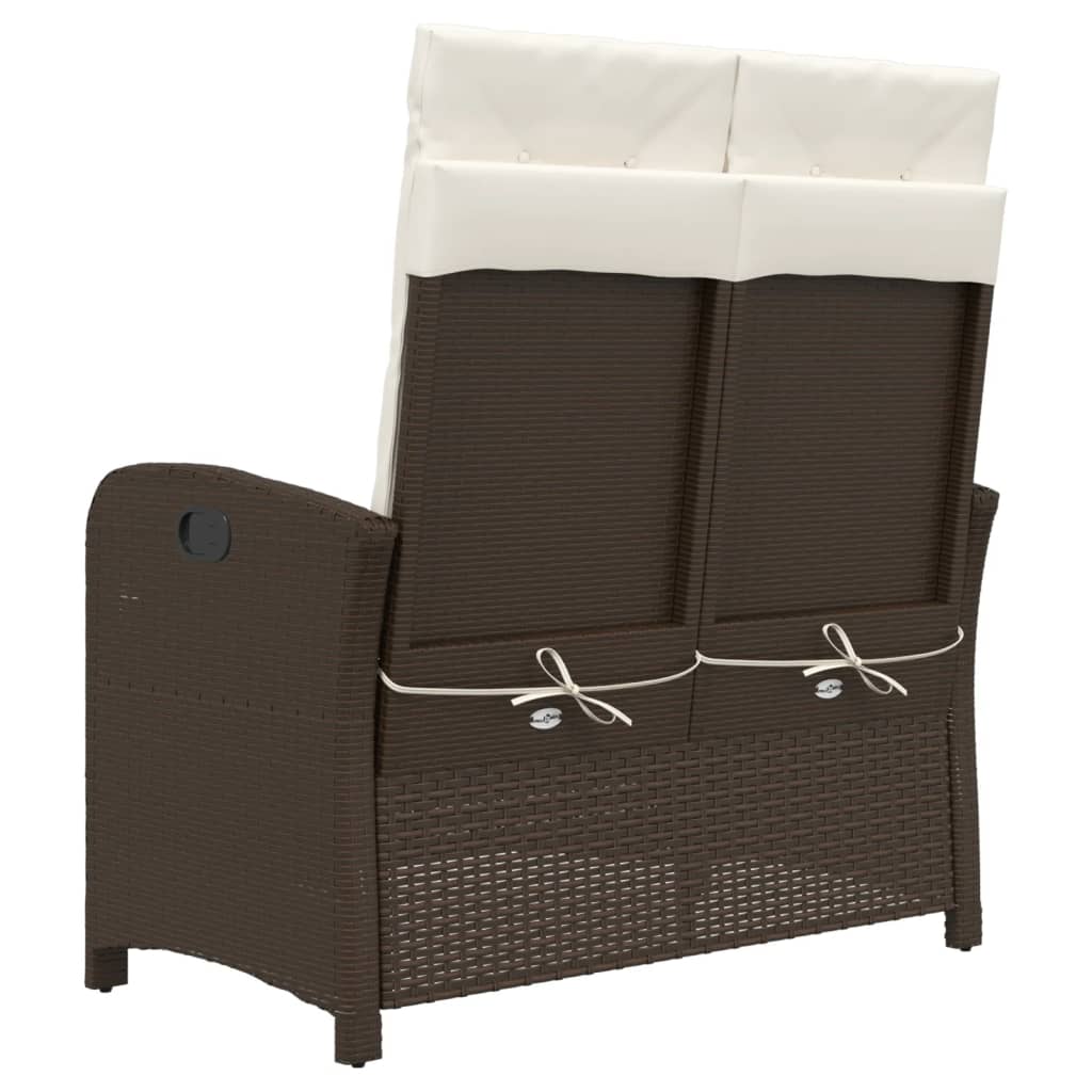 Gartenbank Verstellbar mit Kissen Schwarz Poly Rattan