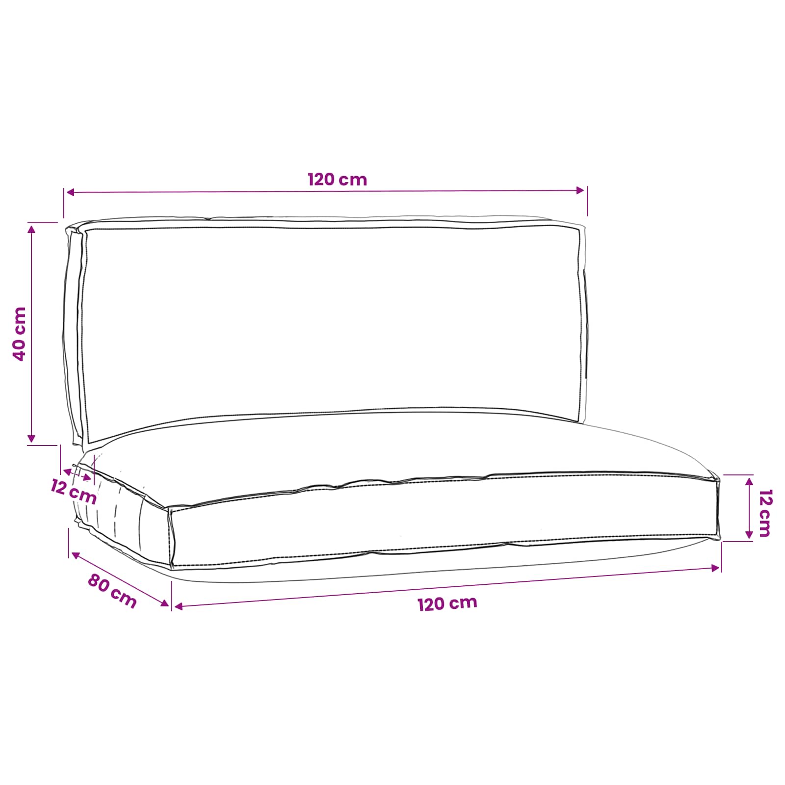 Palettenkissenset 2 pcs Anthrazit Oxford-Stoff