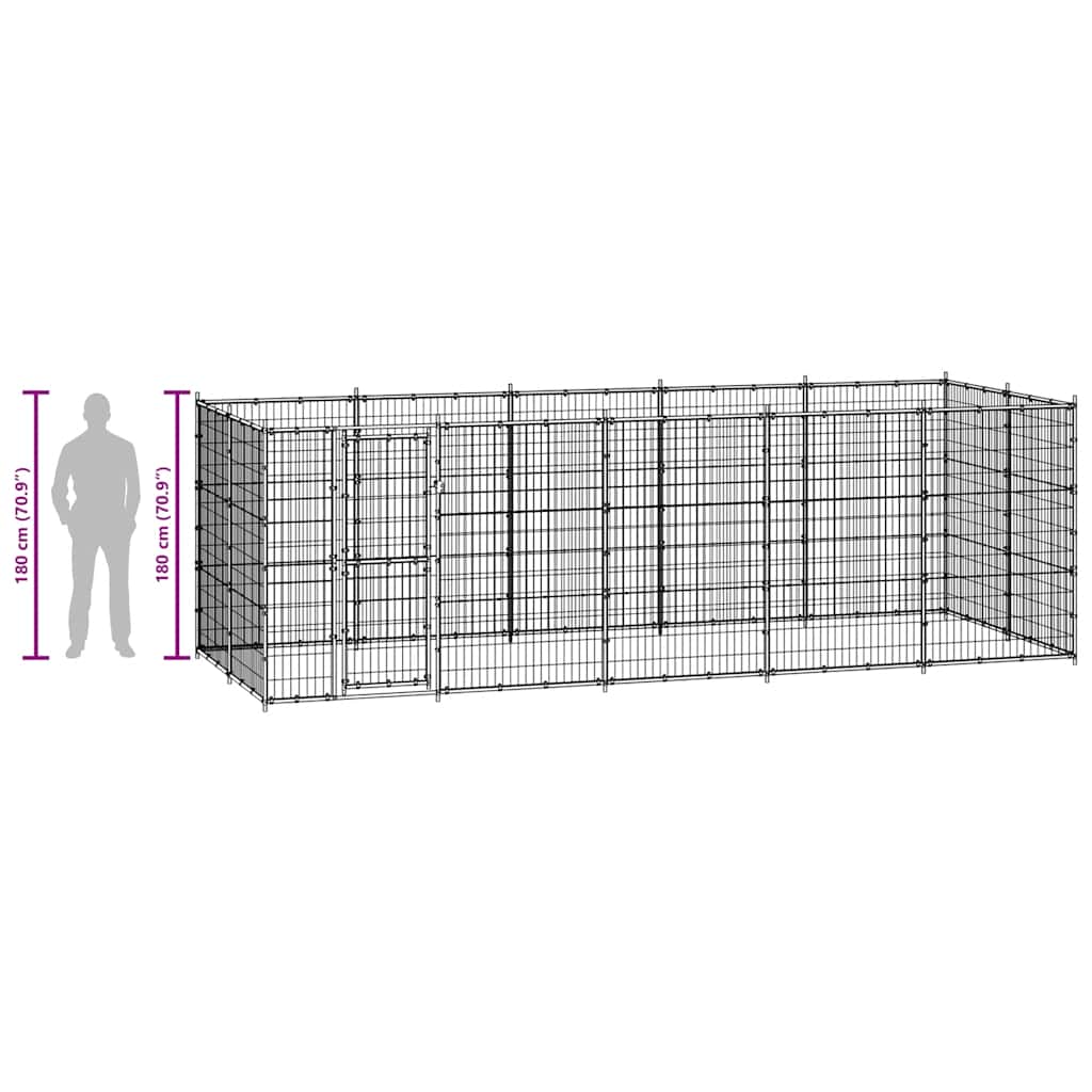 Outdoor-Hundezwinger mit Überdachung Stahl 7,26 m²