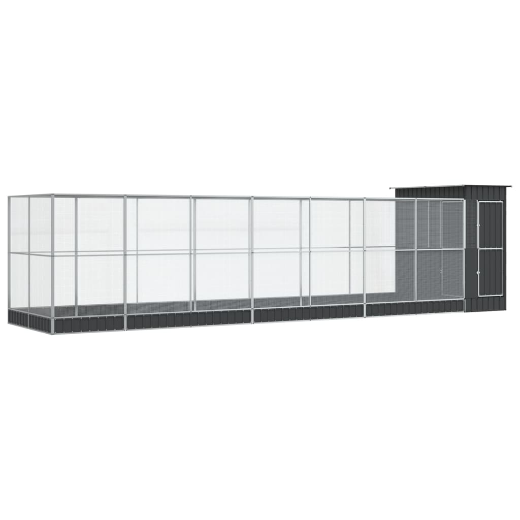 Voliere mit Erweiterung Silber 416 x 203 x 216 cm Stahl