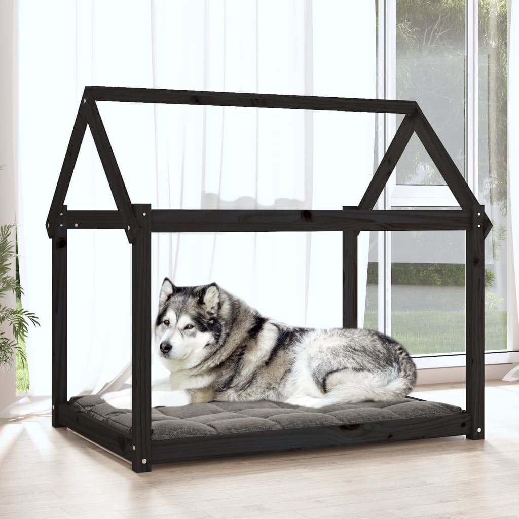 Hundebett Grau 61x50x70 cm Massivholz Kiefer