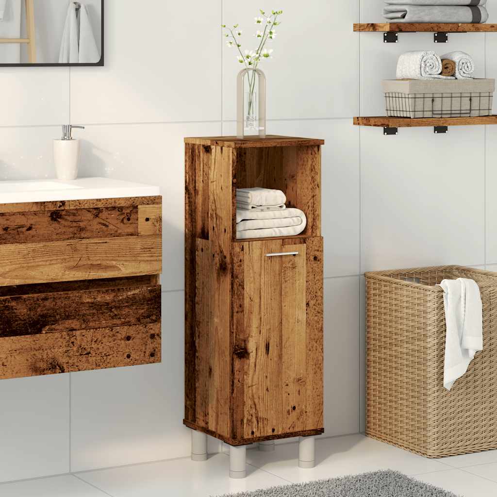 Badezimmerschrank Weiß 30x30x95 cm Holzwerkstoff